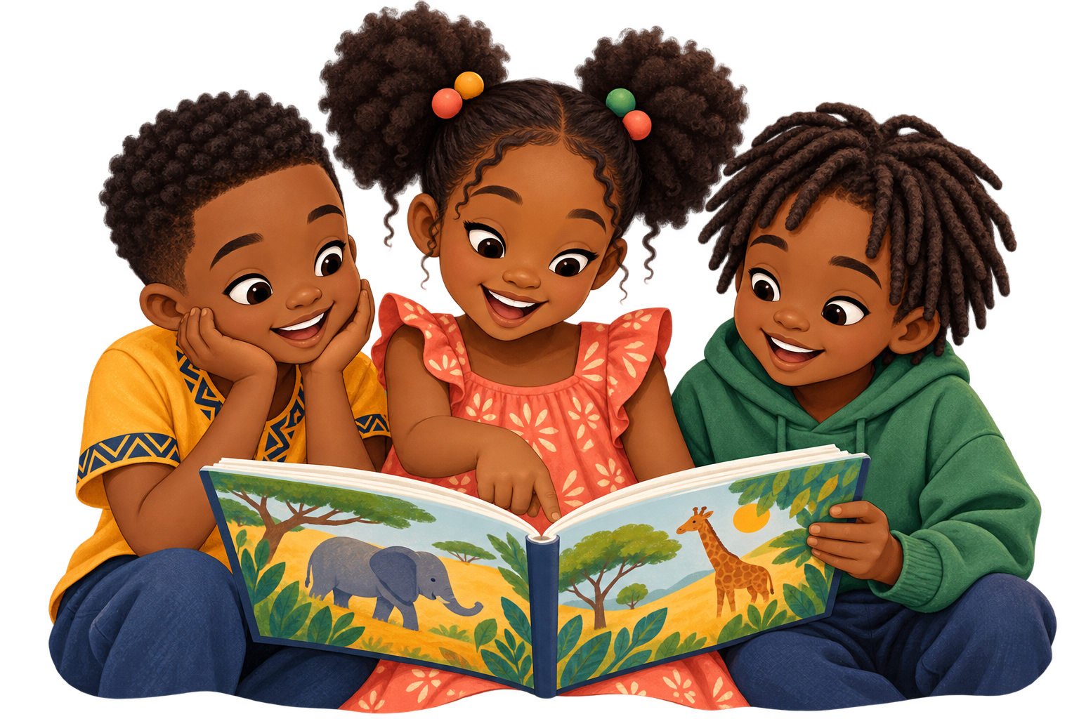 African child ready to explore a story